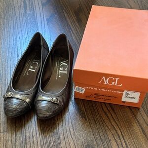 AGL Women's Black and Silver Loafers
